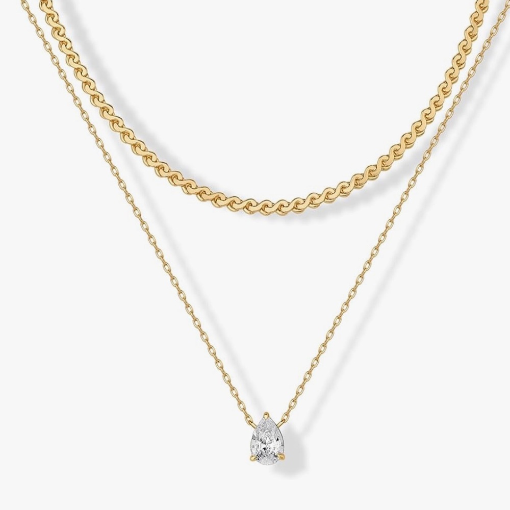NEW 14K Gold Plated Twisted Singapore Chain Layering Choker Necklace - Picture 2 of 3